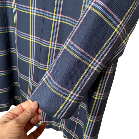 Talbots Plaid Swing Coat, all weather, navy, size S - Picture 10 of 10